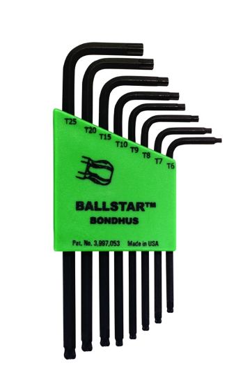 Afbeeldingen van BONDHUS Haakse torxsleutelset kogelkop T6-T25 8x