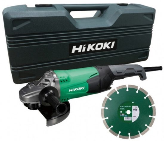 Afbeeldingen van HIKOKI Haakse slijper G23SW2WWZ 230V 2200W 230MM dodemans schakelaar inclusief diamantblad in kunststof koffer