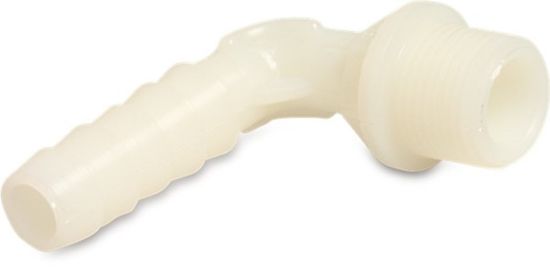 Afbeeldingen van Bocht 90° PA (nylon) wit ¾"X20MM buitendraad/ slangtule 16bar
