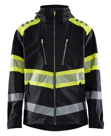 Afbeeldingen van BLÅKLÄDER Softshell jack 4494 zwart/High Vis geel M