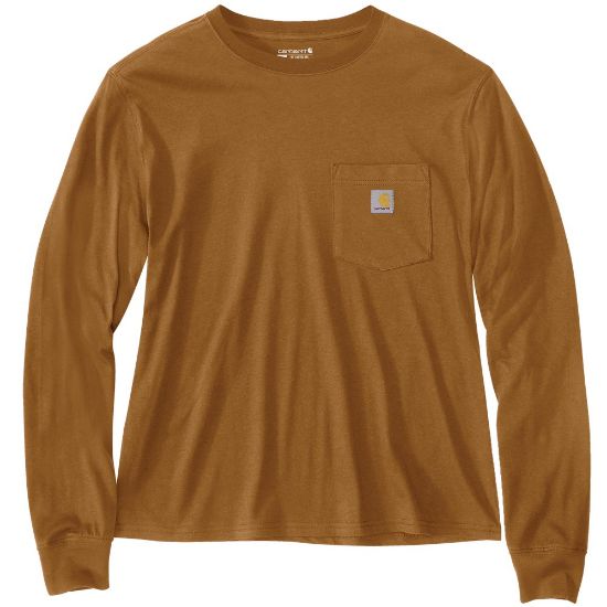Afbeeldingen van CARHARTT T-shirt lange mouwen met zak dames 106121 bruin M