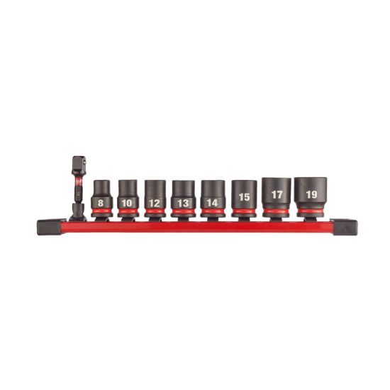 Afbeeldingen van MILWAUKEE Doppenset SHOCKWAVE ⅜" op rail 9x