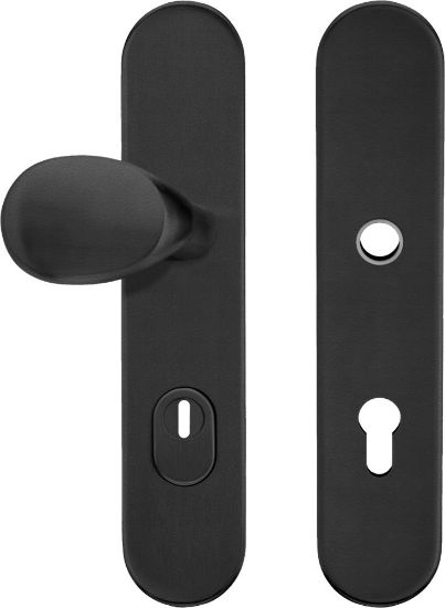 Afbeeldingen van OXLOC Veiligheidsbeslag deurduwer + kerntrekbeveiliging + profielcilinder zwart rond PC72