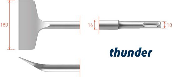 Afbeeldingen van ROTEC Spadebeitel SDS-Plus gebogen Thunder 75X165MM