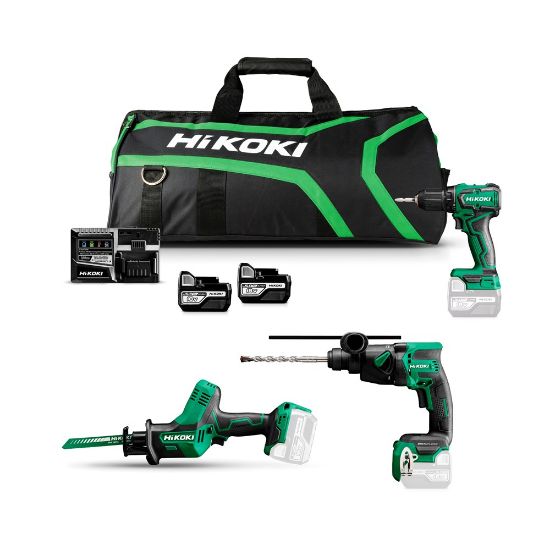 Afbeeldingen van HIKOKI Accu combo pack KC18H4B-502, DH18DPBW4Z + CR18DAW4Z + DS18DDW4Z + 2x BSL1850C + UC18YSL3W0Z 402094