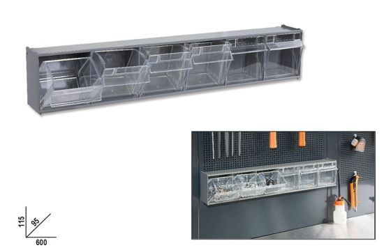 Afbeeldingen van BETA Magazijnbakje 6-vaks kunststof PM/6C inclusief wandhouder