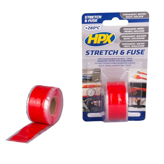 Afbeeldingen van HPX Zelfvulkaniserende tape Stretch & Fuse rood 25MM 3M