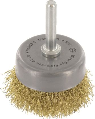 Afbeeldingen van ROTEC Komborstel op stift 6MM gegolfd messingdraad 50X0,2MM