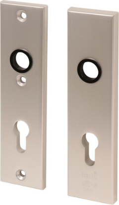 Afbeeldingen van OXLOC Veiligheidskortschild krukgat + profielcilinder binnen/buiten rechte hoeken aluminium PC72