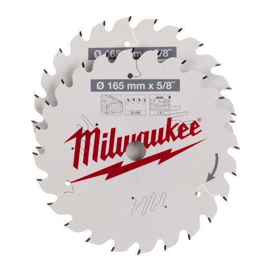 Afbeeldingen van MILWAUKEE Cirkelzaagblad hout 165X⅝" 24T 2x
