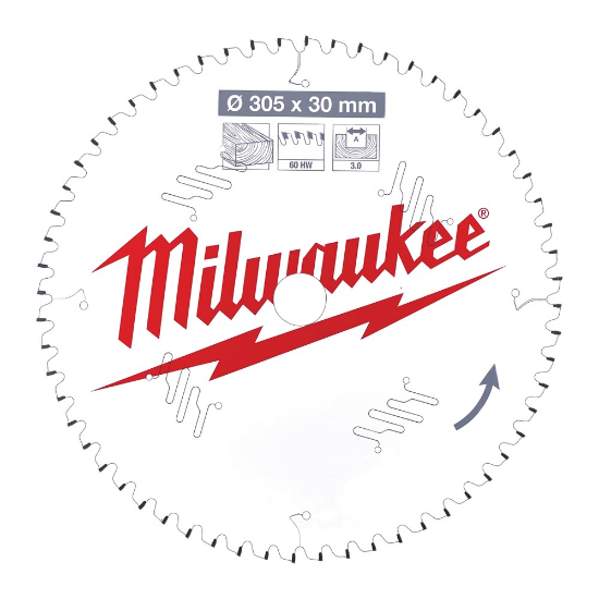 Afbeeldingen van MILWAUKEE Cirkelzaagblad MS W hout 305X30X3,0MM ATB 60T -5°