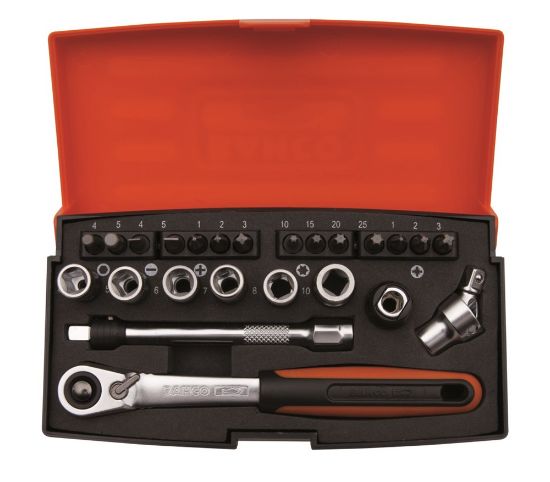 Afbeeldingen van BAHCO Doppenset ¼" 4-10MM DIN3120 24-delig