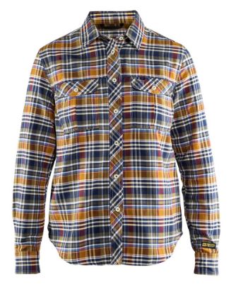 Afbeeldingen van BLÅKLÄDER Overhemd dames flanel 3209 marineblauw Oranje/S