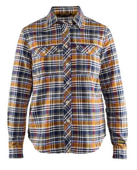 Afbeeldingen van BLÅKLÄDER Overhemd dames flanel 3209 marineblauw Oranje/S