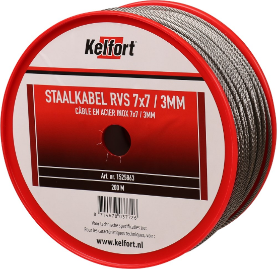 Afbeeldingen van KELFORT Staalkabel RVSA2 7X7 3MM 200M