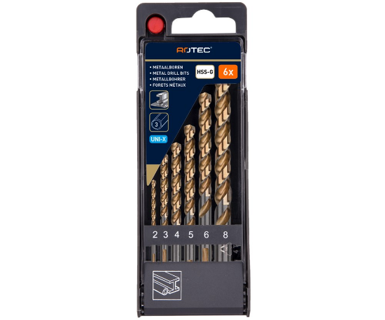 Afbeeldingen van ROTEC Metaalborenset 107 DIN338 type HD 6-delig 2-8MM