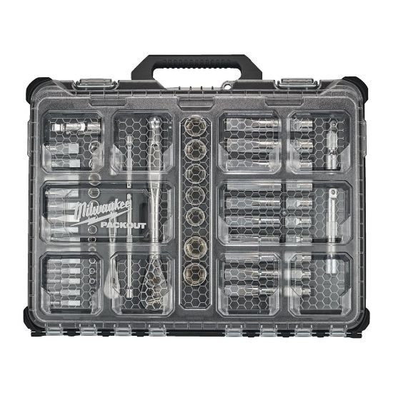 Afbeeldingen van MILWAUKEE Ratel- en dopsleutelset PACKOUT metrisch ¼" & ½" 63x