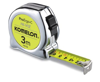 Afbeeldingen van KOMELON Rolmaat ProErgo-C Hi-Viz 3M 16MM staal/nylon gecoate band in ABS/chroom kast 2-zijdig bedrukt