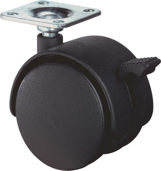 Afbeeldingen van KELFORT Meubelzwenkwiel zwart EV 50MM met plaat + rem