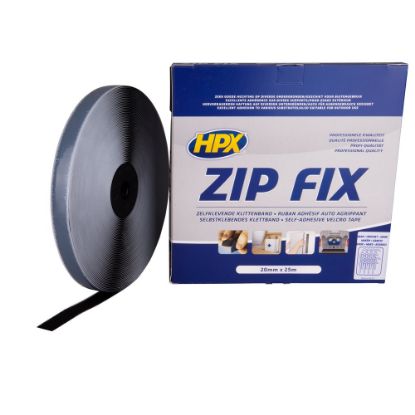 Afbeeldingen van HPX Klittenband Zip Fix (haak) zwart 20MM 25M
