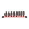 Afbeeldingen van MILWAUKEE Doppenset SHOCKWAVE ¼" lang op rail 12x