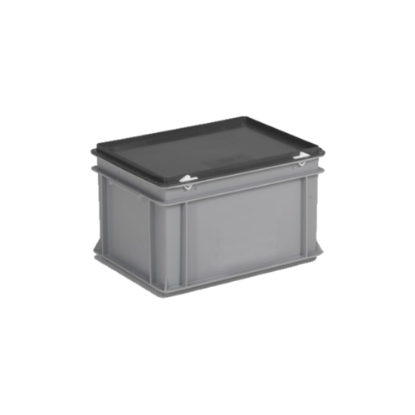 Afbeeldingen van E-LINE Stapelbare koffer met deksel grijs 20L 400X300X235MM