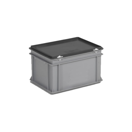 Afbeeldingen van E-LINE Stapelbare koffer met deksel grijs 20L 400X300X235MM