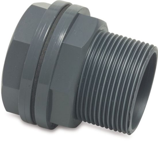 Afbeeldingen van VDL Doorvoer PVC-U grijs 63MMX2 ¾" lijmmof/buitendraad 10bar