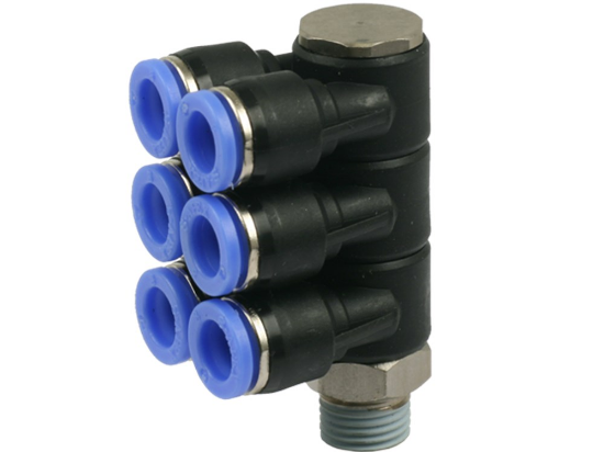 Afbeeldingen van Dubbele banjo 3-voudig PIF 6MM R⅛"