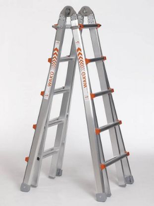 Afbeeldingen van WAKU Telescopische vouwladder 4X5 sporten 5,70M