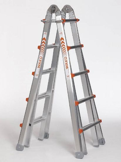 Afbeeldingen van WAKU Telescopische vouwladder 4X5 sporten 5,70M