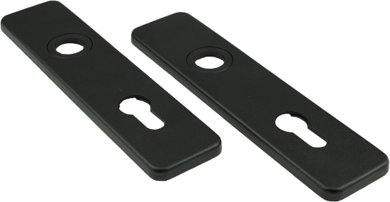 Afbeeldingen van OXLOC Klikschild kort krukgat + profielcilinder aluminium zwart PC72