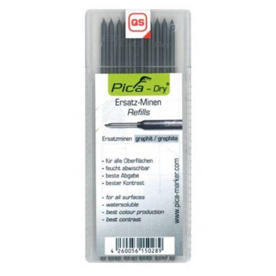 Afbeeldingen van PICA Navulling diepgatmarkeerpotlood Pica-Dry grafiet 10x