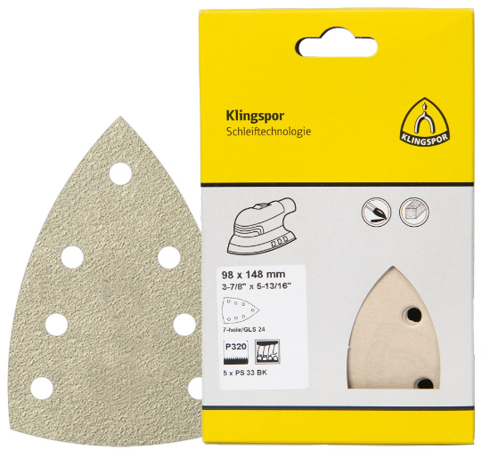 Afbeeldingen van Schuurpapiervel PS33BK met klittenband 98X148MM K320 stansvorm GLS24 in DIY verpakking