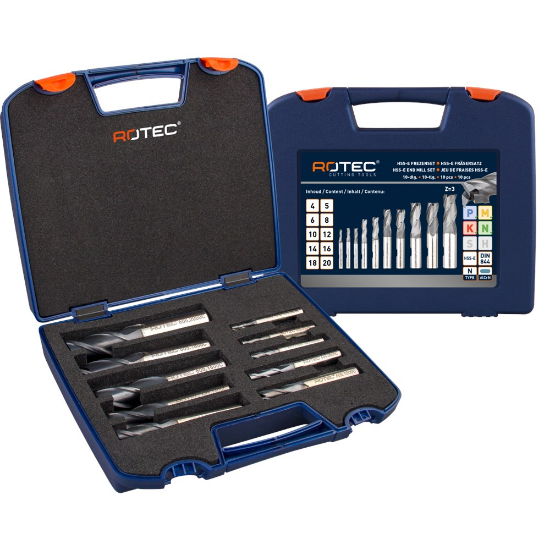 Afbeeldingen van ROTEC Universeelfrezenset HSS-E 605C DIN844 10-delig 4-20MM ABS