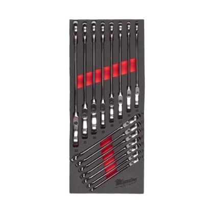 Afbeeldingen van MILWAUKEE Ringratelsteeksleutelset flexibel MAXBITE in foam inlay 15x