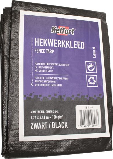 Afbeeldingen van KELFORT Hekwerkkleed zwart 150g/M² 176X341CM