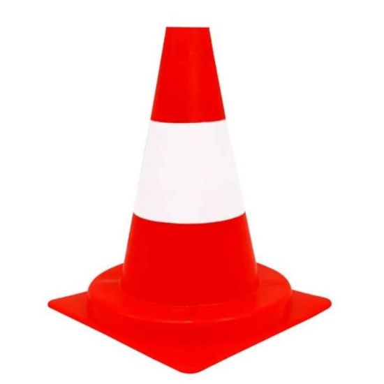 Afbeeldingen van Verkeerspion PVC oranje-wit 750MM