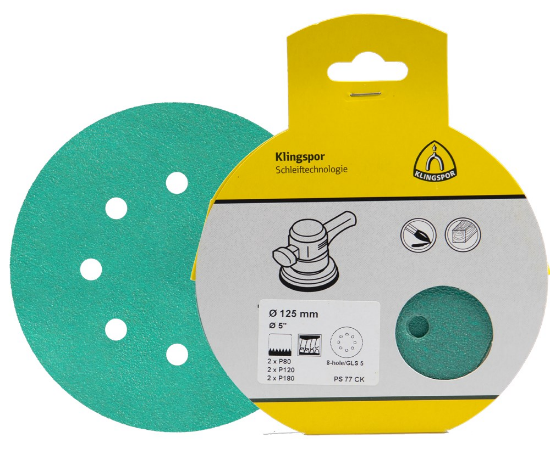 Afbeeldingen van Schuurschijvenset PS77CK met actieve bekleding en klittenband 125MM stansvorm GLS5 in DIY verpakking