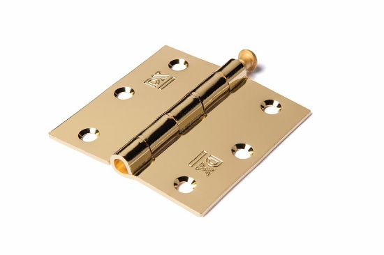 Afbeeldingen van DX Scharnier rechte hoeken + losse pen staal vermessingd 76X76MM