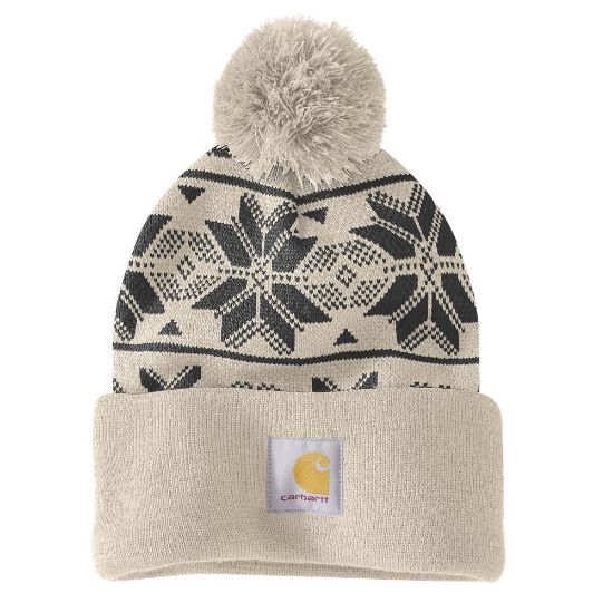 Afbeeldingen van CARHARTT Pom-pom muts gebreid dames 106647 oat milk onesize