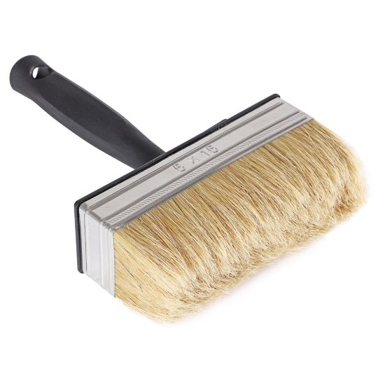 Afbeeldingen van COPENHAGEN PRO Wegwerp blokwitter wit Chinees varkenshaar met kunststof steel 5X15CM