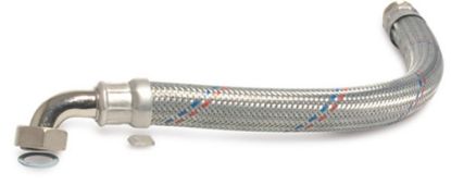 Afbeeldingen van Gevlochten slang staal gegalvaniseerd haaks 1" buitendraad/wartel binnendraad 100CM KTW/DVGW