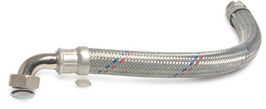 Afbeeldingen van Gevlochten slang staal gegalvaniseerd haaks 1" buitendraad/wartel binnendraad 100CM KTW/DVGW