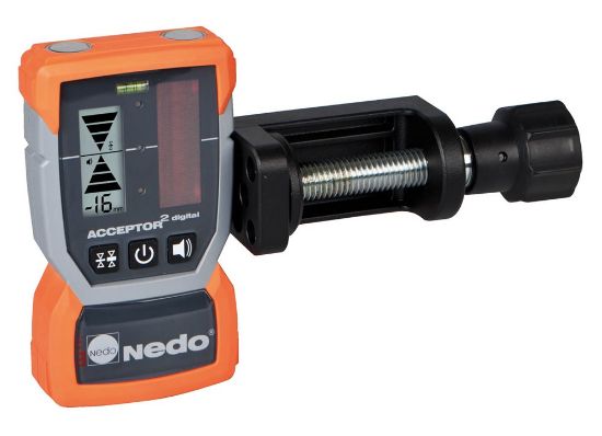 Afbeeldingen van NEDO Laserontvanger ACCEPTOR 2 digital met mm-display en Heavy-Duty baakklem 430338