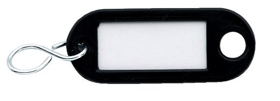 Afbeeldingen van DX Sleutellabel met ophangoog & S-haak kunststof zwart