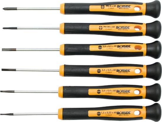 Afbeeldingen van IRONSIDE Precisieschroevendraaierset SL+PH 6x