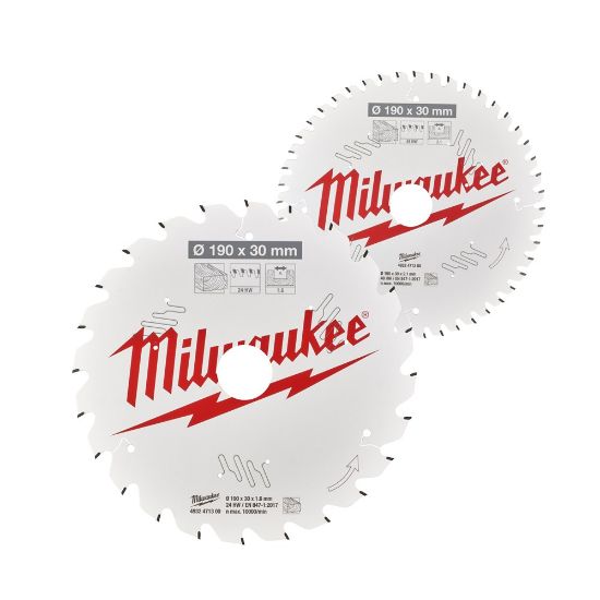 Afbeeldingen van MILWAUKEE Cirkelzaagblad hout 190X30MM 24T/48T 2x