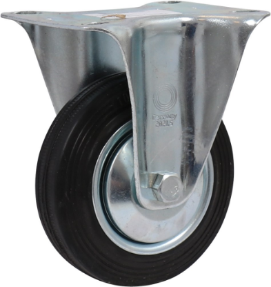 Afbeeldingen van KELFORT Bokwiel EV zwart rubber wiel 100MM plaatafmeting 10MM 70kg