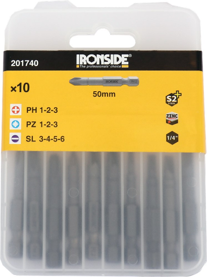 Afbeeldingen van IRONSIDE Bitset ¼" TORX-HEX 50MM 10x